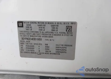 2014 Cadillac Srx Performance Collection z USA, uszkodzony, nr VIN 3GYFNCE34ES519059